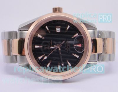 Copy Omega Seamaster 007 SS Black Dial 2-Tone Watch